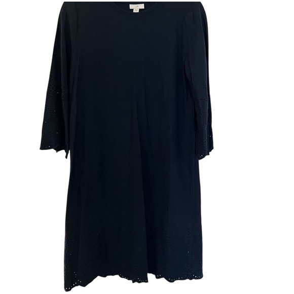 J. Jill women's 'Pacific' navy shift dress with eyelet trim sz small - Picture 6 of 8